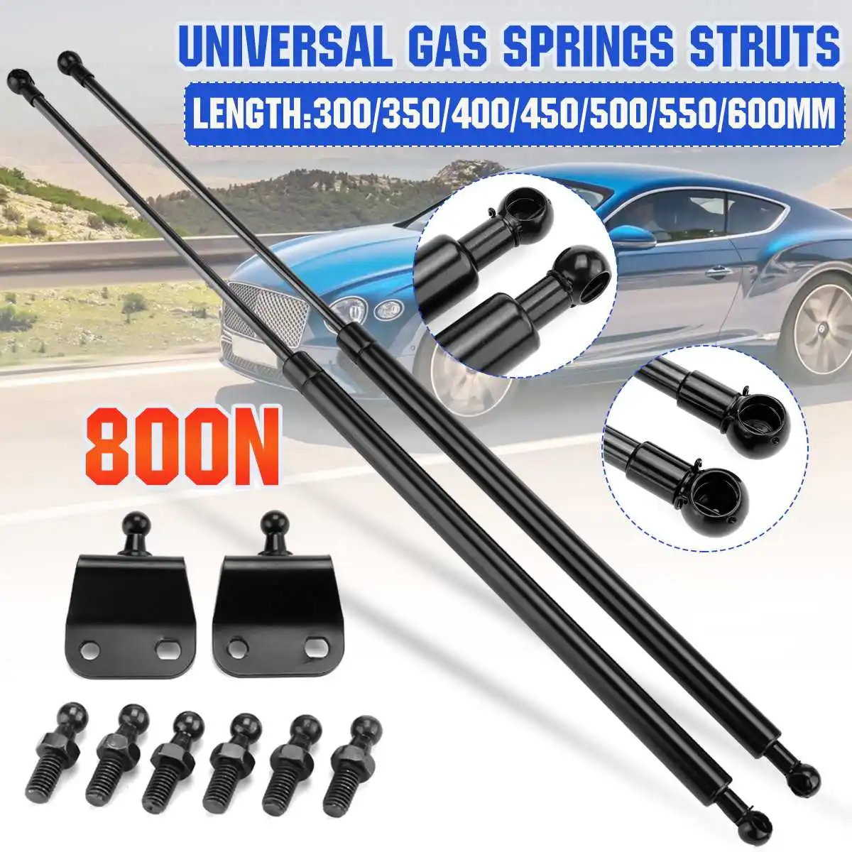 

2pcs 800N 300-600mm Gas Strut Bars Gas Spring Support Boot Bonnet Car Caravans Doors Windows Boat Bus Engine Bonnet Tailgate