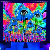 black light tapestry uv reactive psychedelic mushroom wall hanging hippie tapestry for bedroom dorm indie room decor