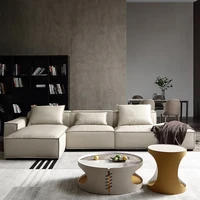 Leather sofa small family net red light luxury silicone tofu block designer living room new family sofa combination