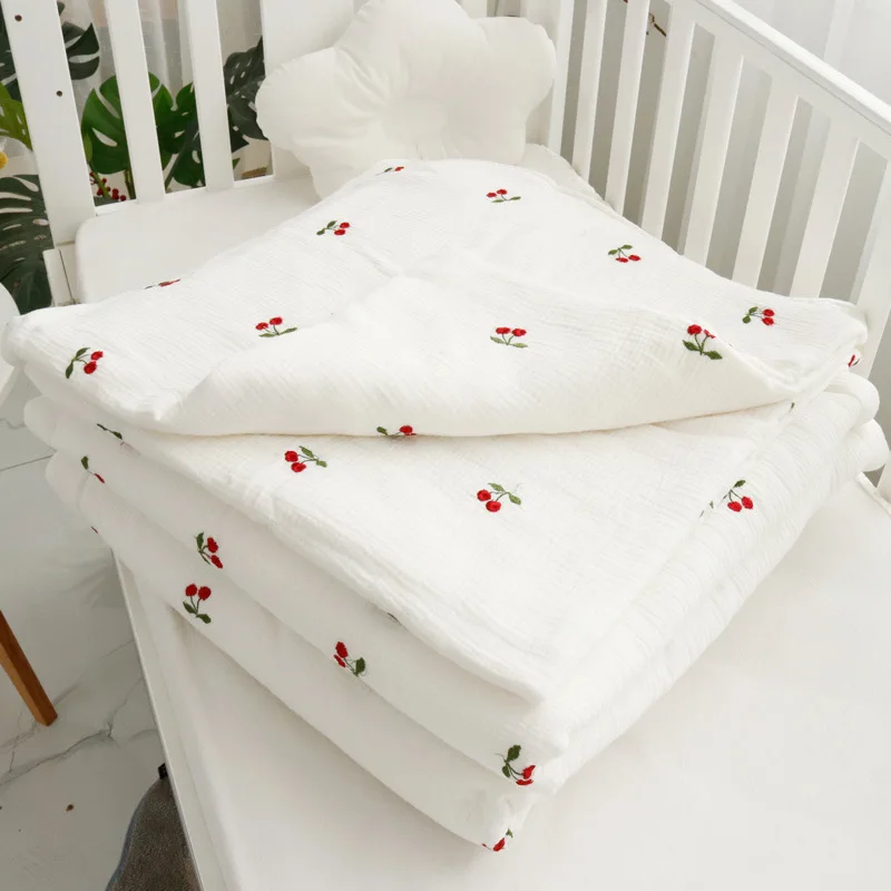 

Super Soft Cherry Cotton Muslin Baby Blanket Newborn Swaddle Wrap Kids Baby Bedding Cot Crib Quilt Baby Receiving Blankets