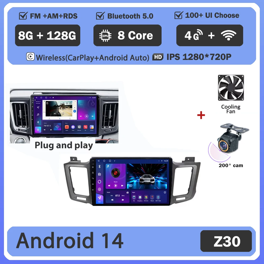 

Android 14 Carplay Автомагнитола для Toyota RAV4 RAV 4 Xa40 2012 2013 2014 2015 2016 2017 2018 2019 Стерео Мультимедийный Плеер BT