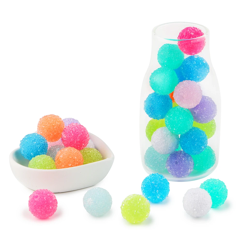 10Pcs Resin Ball Round Acrylic Beads Sugar Sand Pasting Process Fashion For Jewelry Making DIY Handmade Bracelets Accessories