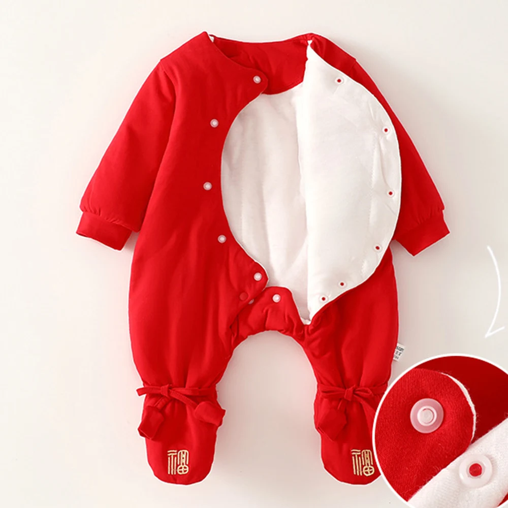 Зимняя одежда для новорожденных стеганый теплый комбинезон маленьких мальчиков