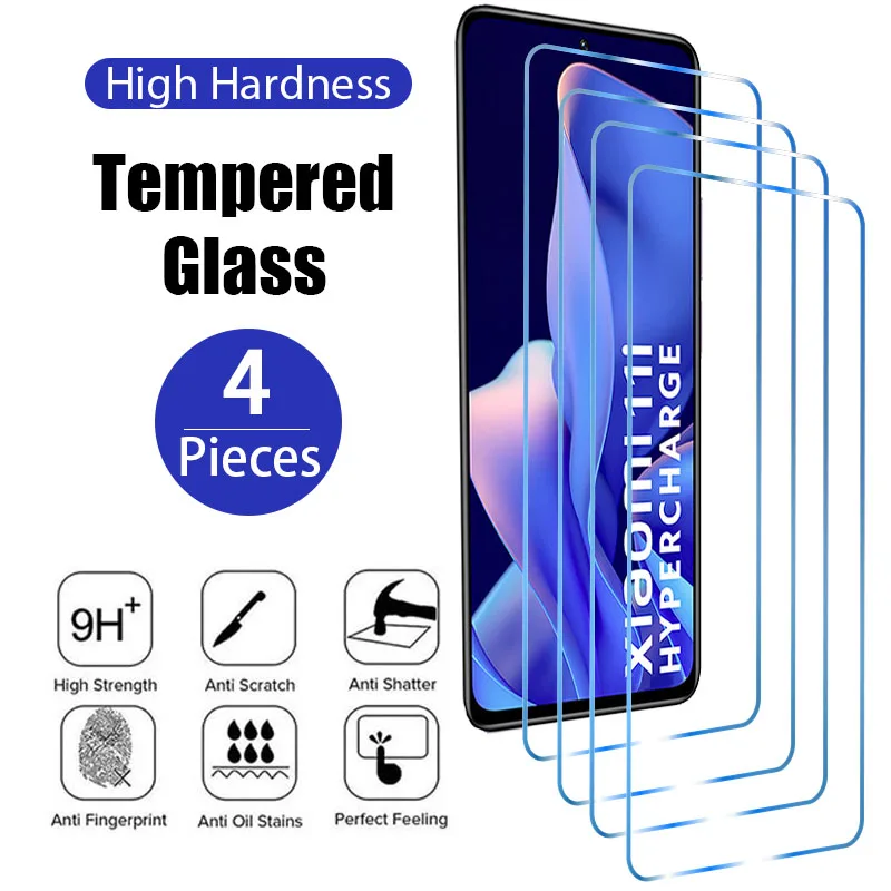 

4pcs Screen Protector for Xiaomi 12T 11T 10T Pro 9T Tempered Glass for Xiaomi Mi 11 10 9 8 A2 Lite 5G NE 11i A3 Protective Glass