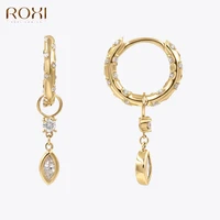 roxi 925 sterling silver water drop pendant hoop earrings for women summer bohemian beach drop dangle earrings pendientes plata