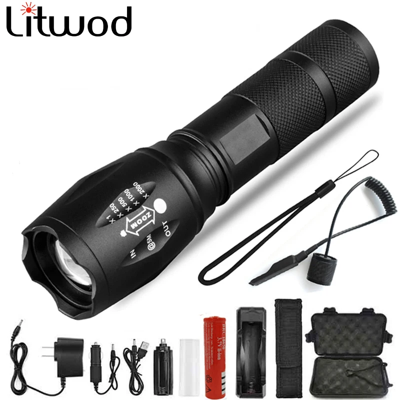 

Waterproof Torch T6/L2/V6 zoomable 5 Modes tactiacl flashlight for hunting use 18650 battery Led Flashlight Ultra Bright