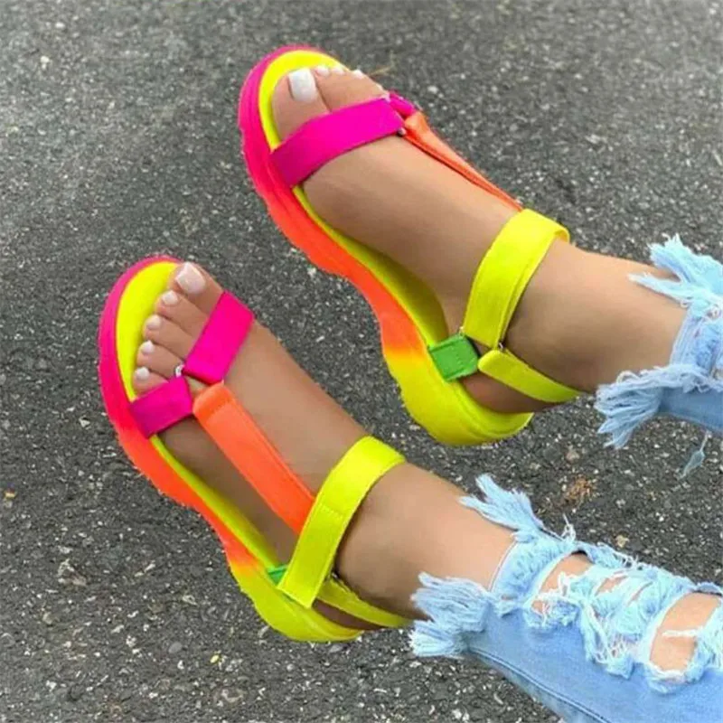 New styler Sandals Woman Beach Shoes Woman Non-Slip Casual Multicolor Shoes Fashion Solid Open Toe Sandals Comfortable