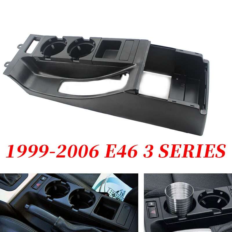 

3Pcs/Set For-BMW E46 3 SERIES Black Center Console Trim Base & Cup Coin Storing Holder