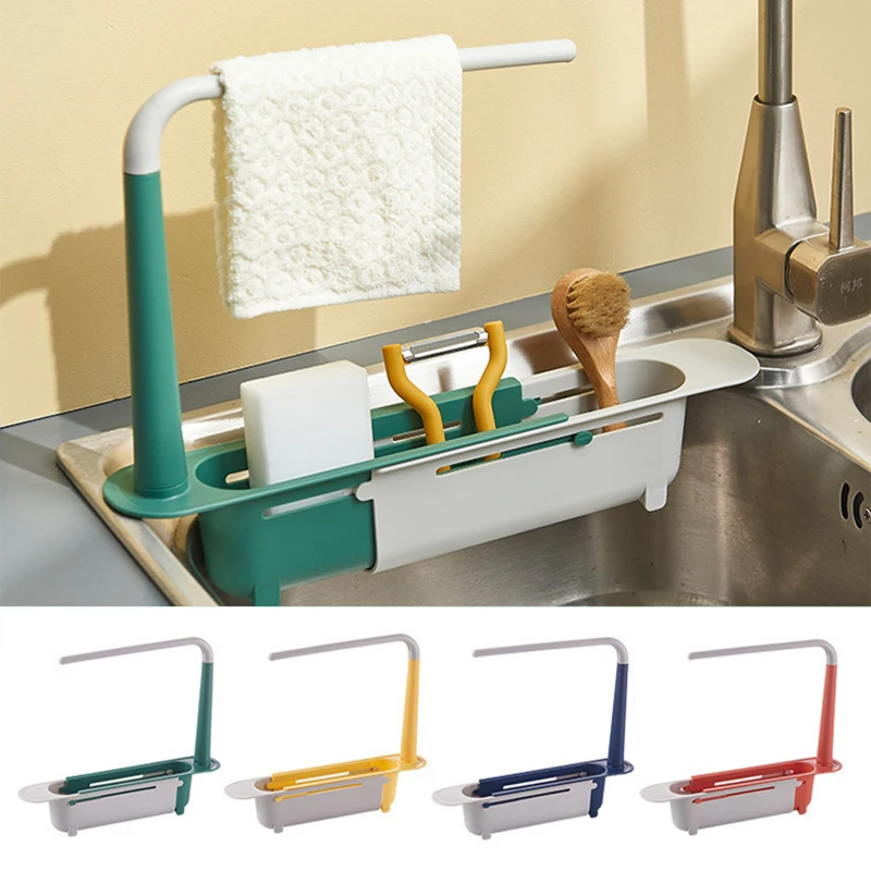 

Telescopic Kitchen Sink Dish Rack Storage Dish Drainer Rack Sink Kitchen Organizer Sponge Holder Sink Shelf Kitchen Gadget Tool