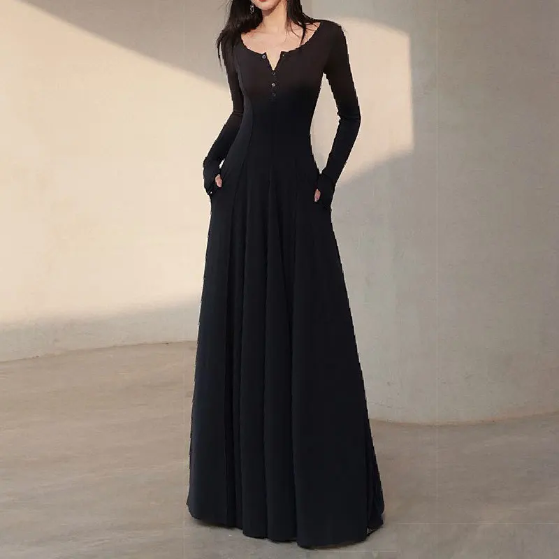 2023 Autumn Women's Knitted Long Sleeve Underlay New Fashion Goddess Dress