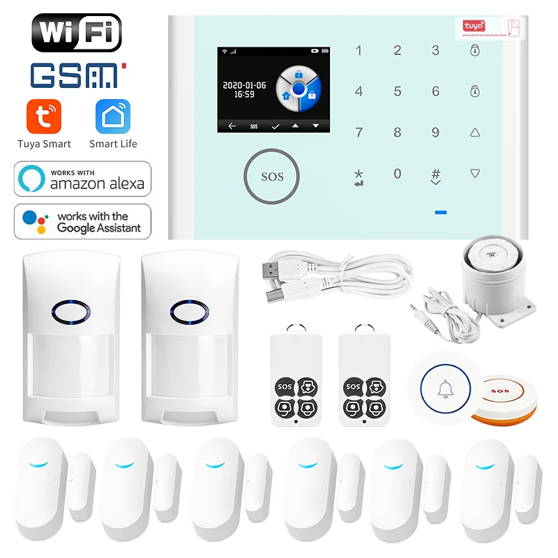 

ACJ Home Anti-theft 433MHz Wifi Home Security Alarm System Wireless GSM Alarm Intrusion For Tuya SmartLife APP Home Alarm