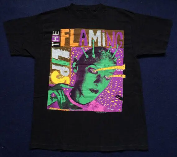 Хлопковая черная футболка Vtg The Flaming Lips Band Tour Размеры S 5Xl Mm767
