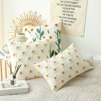 Cotton Embroidery Cushion Covers Soft Decorative Sofa Pillow Cases 45x45CM White Daisy Pillow Cover for Living Room Hotel Decor