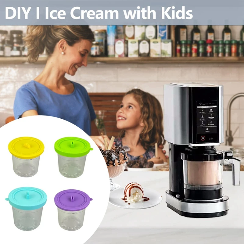 4 шт. пинты для мороженого с крышками ниндзя серии NC299AMZ и NC300S XSKPLID2CD Creami