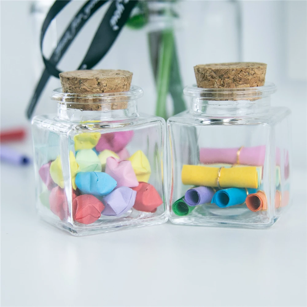 40ml 50 ml 60ml 80ml 100ml Clear Jewelry Ornaments Packing Container Refillable Decoration Crafts Gift Bottle Present Vials 6Pcs