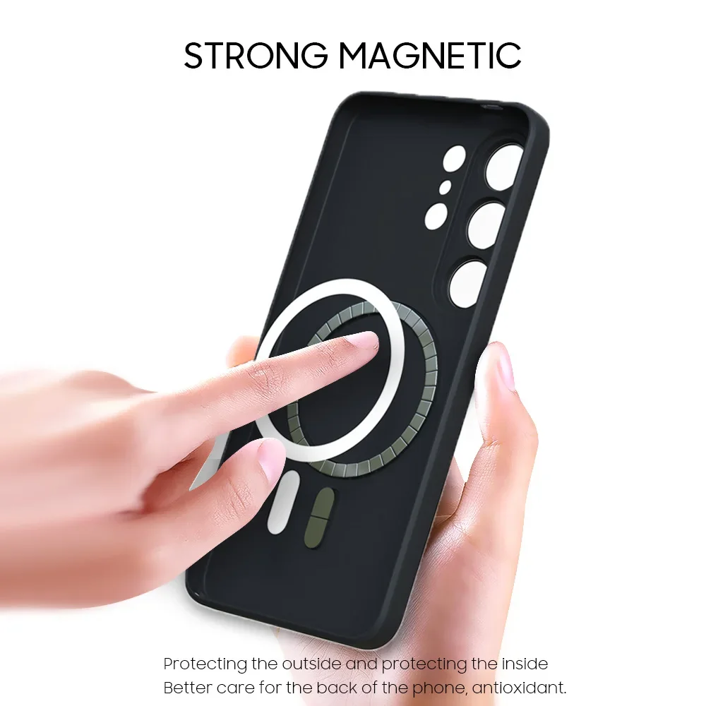 Фото Роскошный мягкий силиконовый чехол Magsafe для Samsung Galaxy S26 Ultra S26 Plus S26Ultra S25 FE S24 S23 с полным покрытием объектива камеры №2