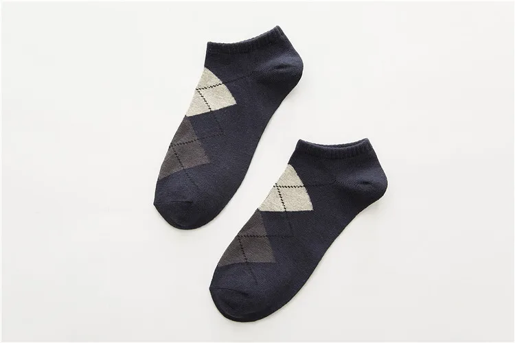 16Pairs Male's Boat Socks Cotton Big Diamond Plaid Summer Sports Casual Cotton Sock