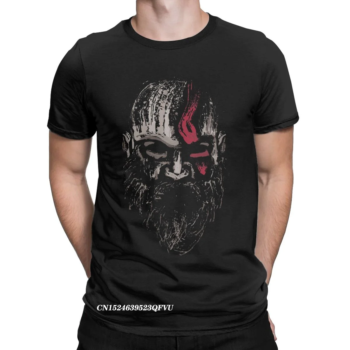 Creative Warrior Kratos T-Shirts For Men Crewneck Pure Cotton Tops T Shirts God Of War Harajuku Tees Graphic Printed Tops