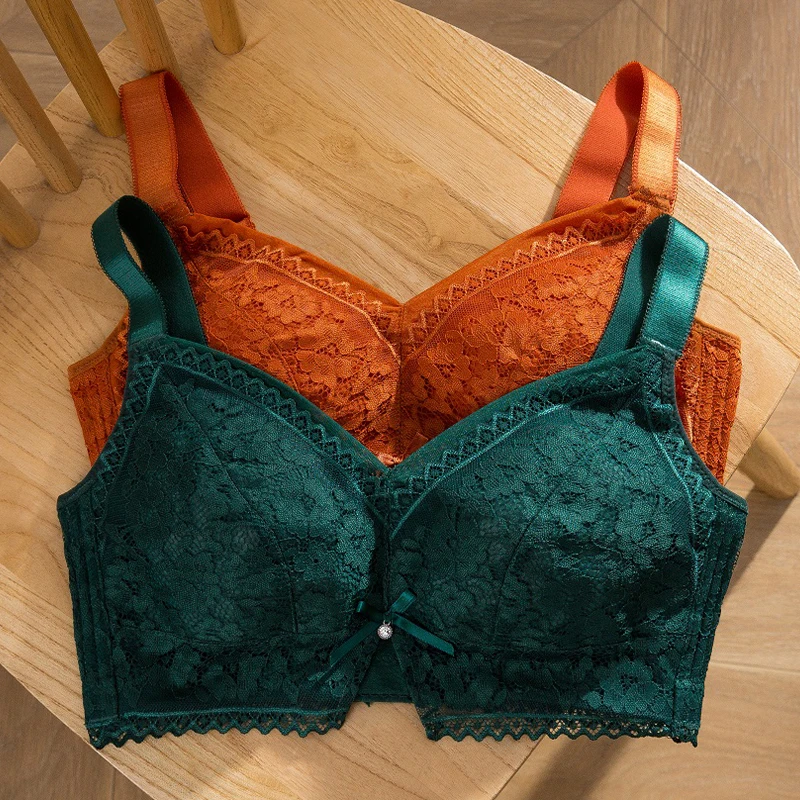 

Meizimei Wire Free Lace Bras for Women Plus Size Vest Lingerie Thin Cup Brassiere Eveyday Wear