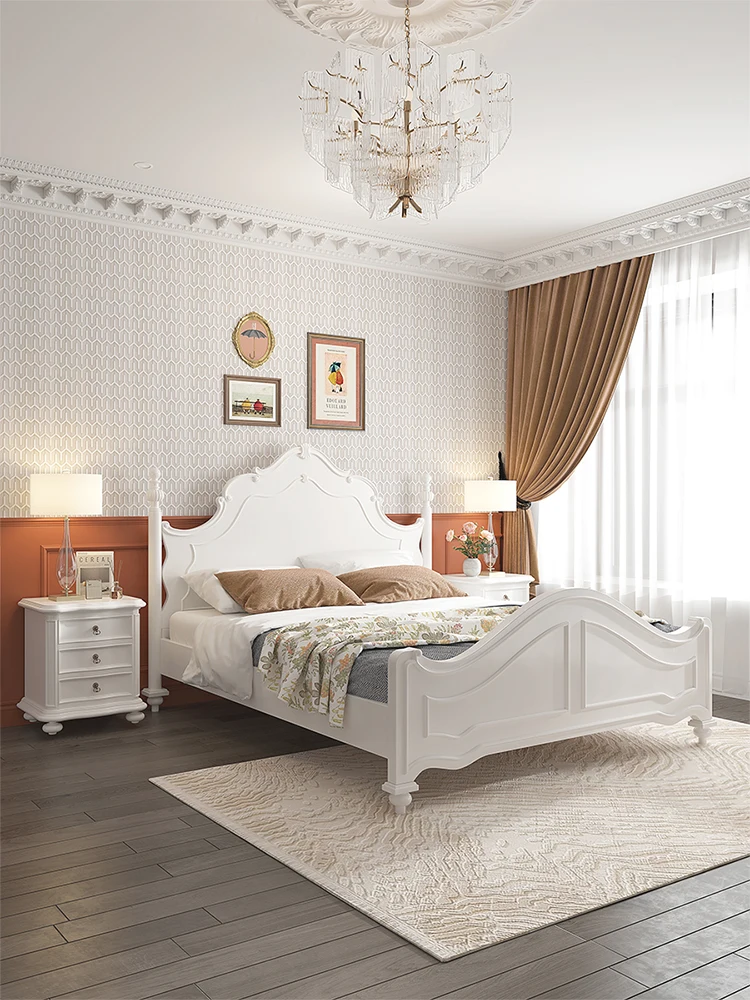 

Деревянная кровать, Современная Минималистичная кровать 1,8 м, основная спальня, Французская Двуспальная Кровать, 1,5 м, белая кровать принцессы, искусственная кожа, роскошная Свадебная кровать