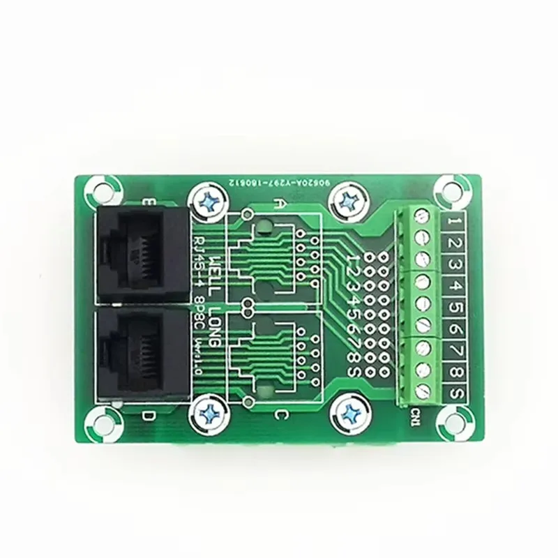 RJ45 8P8C Jack2-Way Buss Breakout Board клеммный блок простой кронштейн для установки разъема.