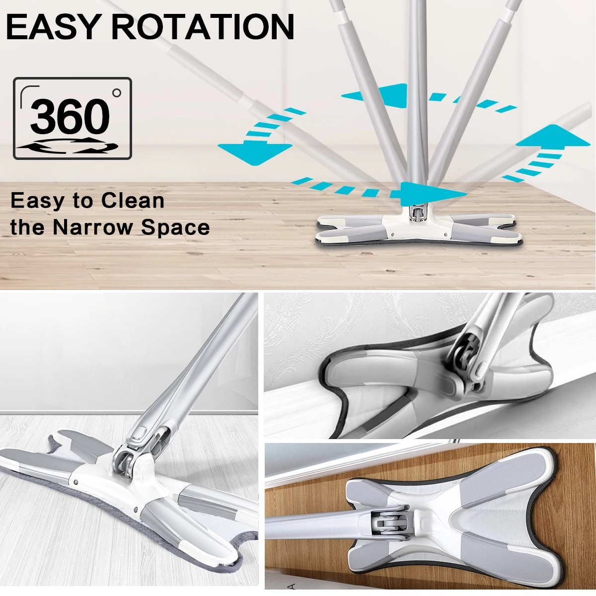 Плоская швабра с отжимом X-Type Spin Lazy Floor Mop ручная Швабра 360 3 шт. вставками из
