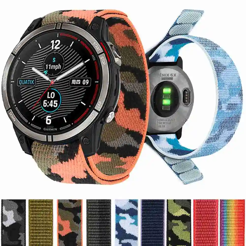 

Спортивный нейлоновый ремешок для смарт-часов Garmin Fenix 6X 6 Pro 5X 5 7X 7 3HR Forerunner 935, быстросъемный браслет, 26 22 20 мм