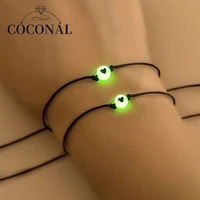 coconal 2pcs couple promise bracelets friendship matching bracelet luminous love heart bead elastic rope valentines day gift