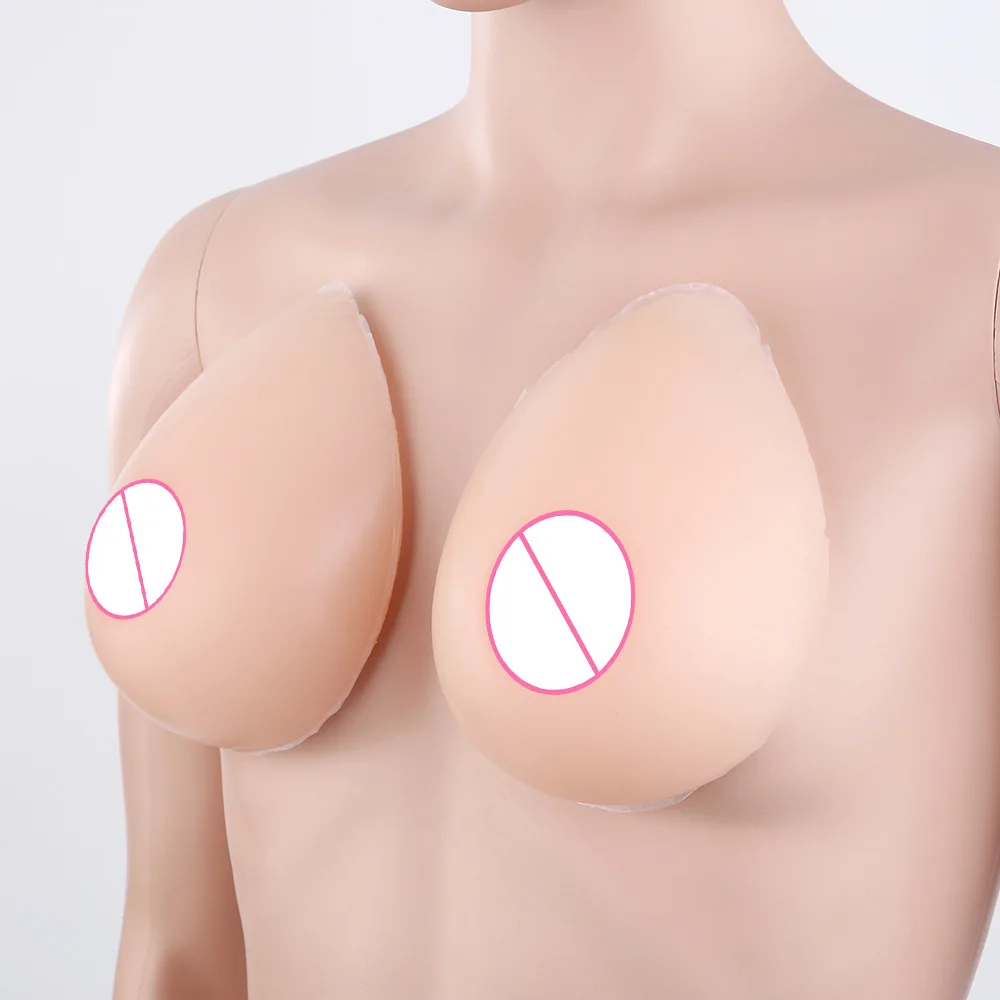 1 Pair Realistic Shemale Fake Boobs False Breast Forms Crossdresser Silicone Adhesive Breast Tits for Drag Queen Crossdresser