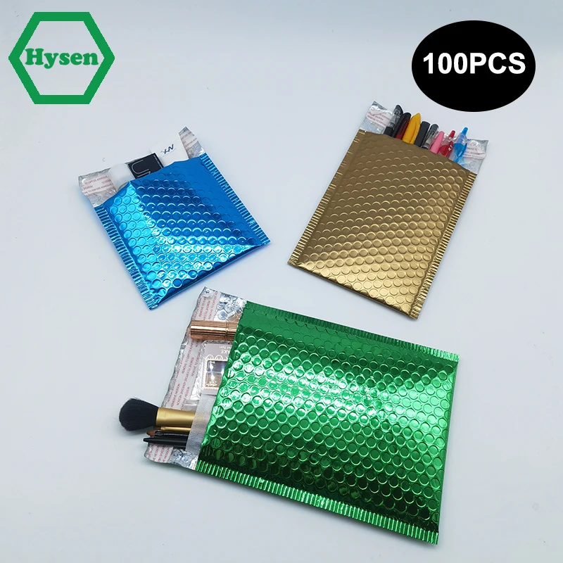 Hysen Wholesale 100Pcs Bubble Mailers Packaging Bags Wide Usage for Cosmetics Mobile Phone Pen Opaque Self Waterproof Bags