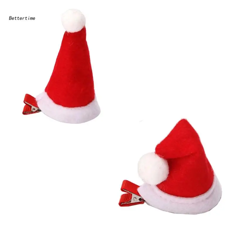 

B36D Santa Hat Hair Side Clips Mini Hat Bangs Duckbill Clips Christmas Hat Hair Grips Ponytail Decor Party Hair Barrettes