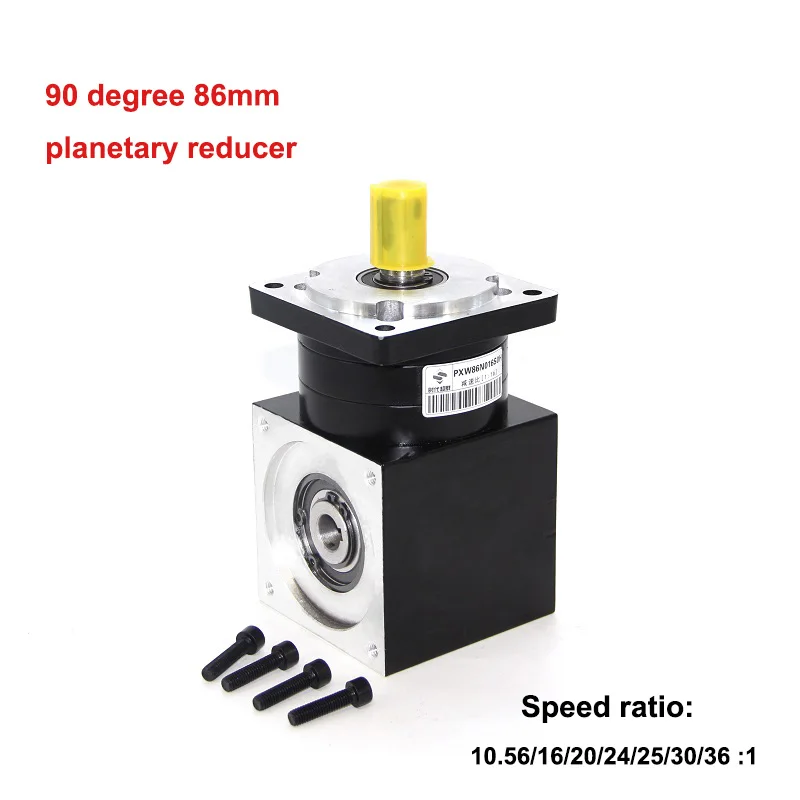 90 Degree Right Angle 86mm Planetary Reducer for Stepper Servo Motor Speed Ratio 10:1 16:1 20:1 24:1 25:1 30:1 36:1