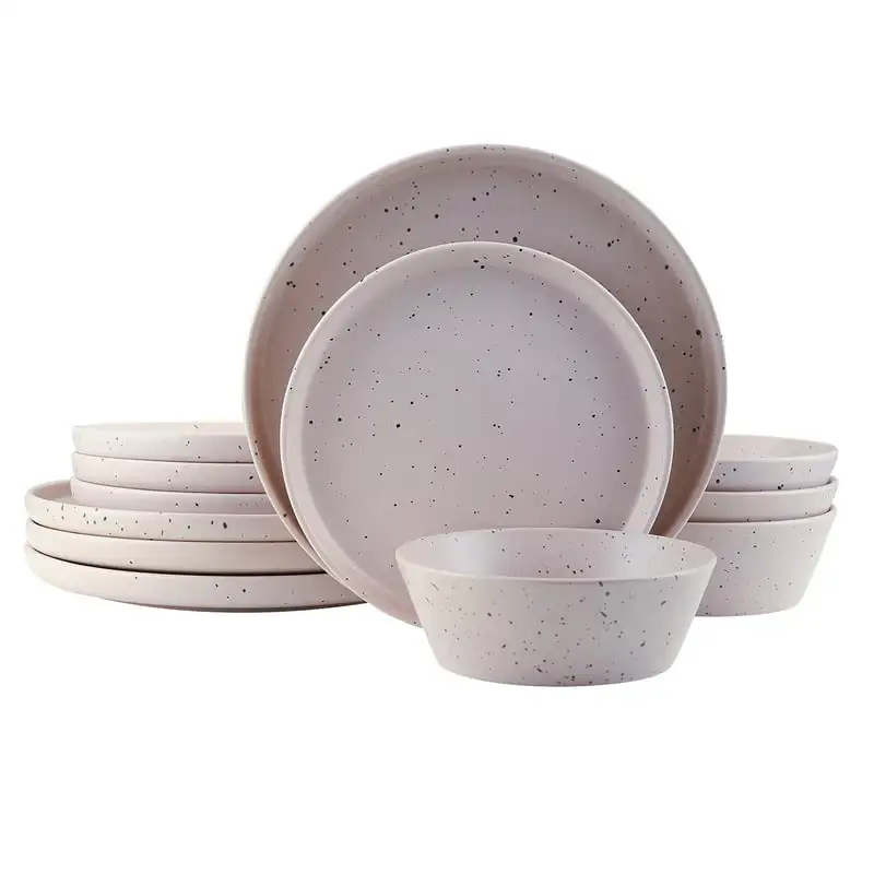 

Stone Lain Jessica Stoneware 12-Piece Round Dinnerware Set, Taupe Dinnerware Set Utensils For Kitchen
