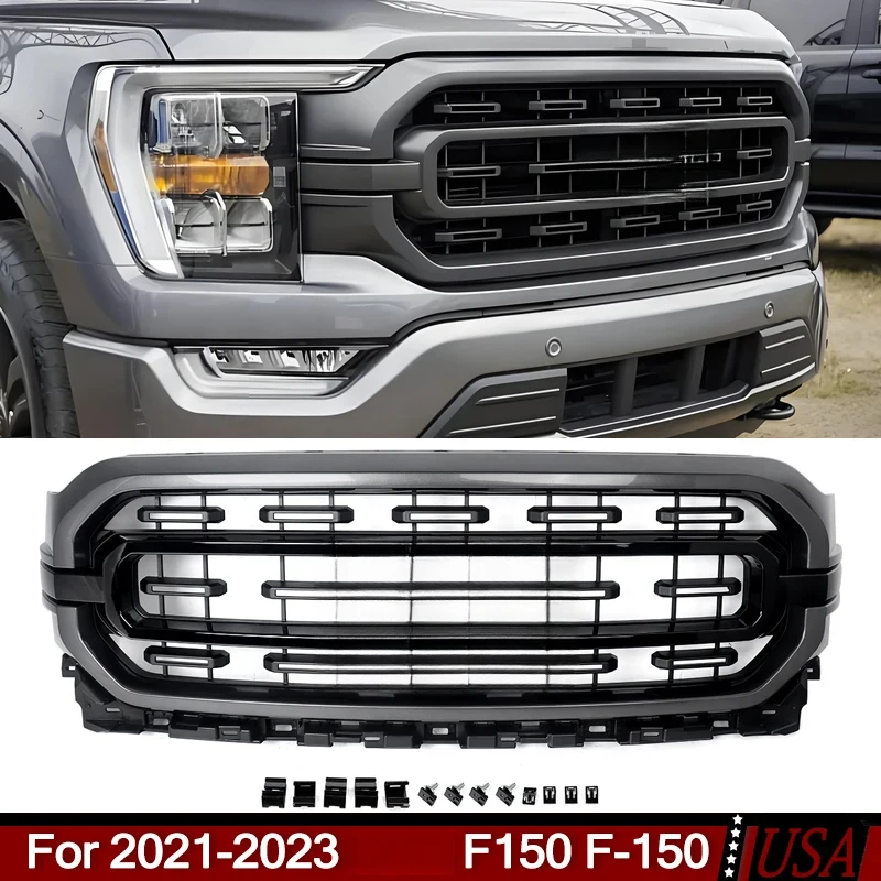 Фото Решетка радиатора XTL Style Carbonized Gray M7 для F-150 2021-2023 №2