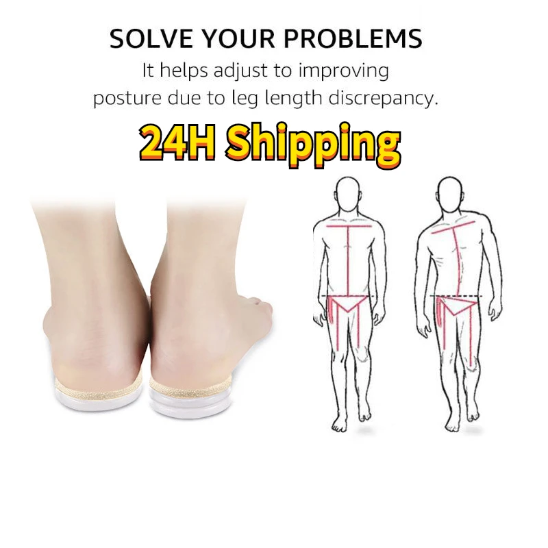 

1 Pair of Invisible Inner Heightening Insole Adjustable Leg Length Difference Heel Pad Men and Women Heel Pad Foot Care Tool