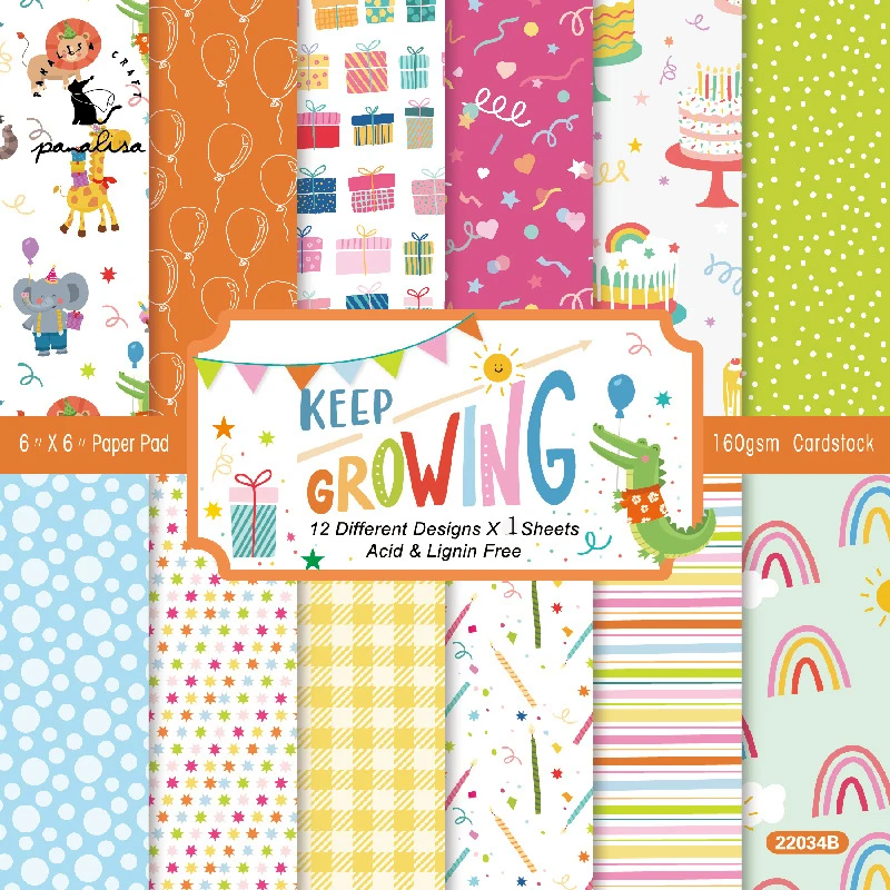 

Keep growing Paper Pack 6"x6" 12 sheet Art Background Paper Card Making DIY Scrapbook Paper Craft A