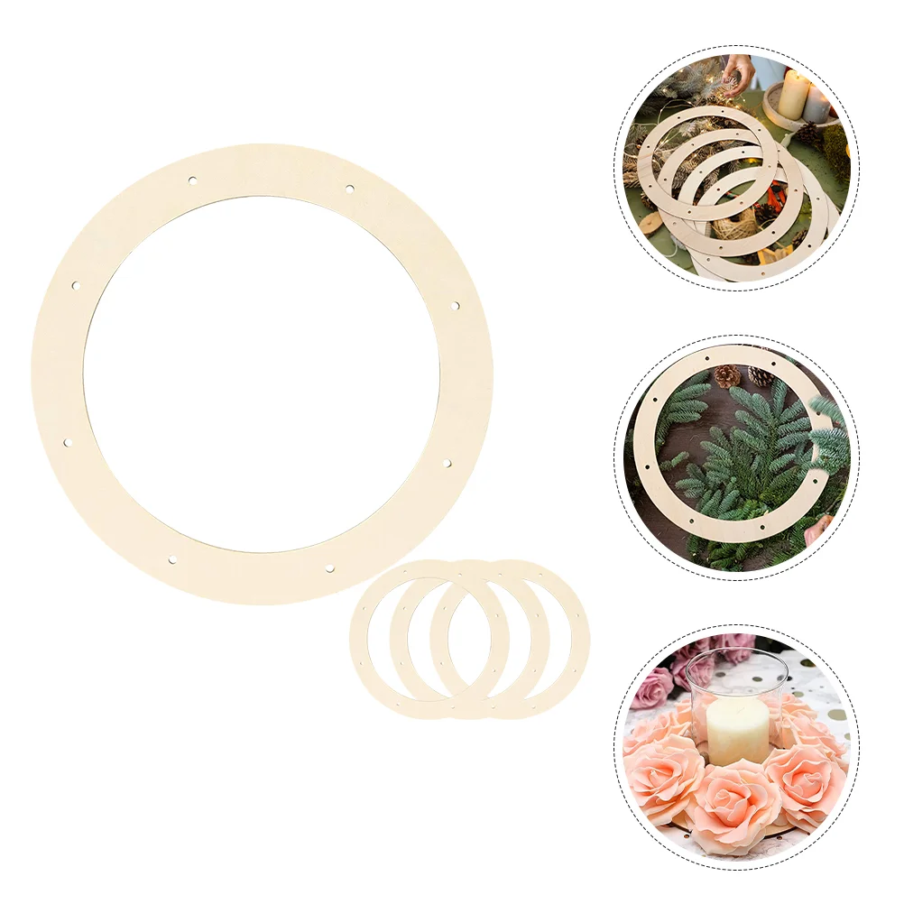 

4 Pcs The Ring Wooden Wreath Base Round Making Frames Hoops Crafts Form Forms Made