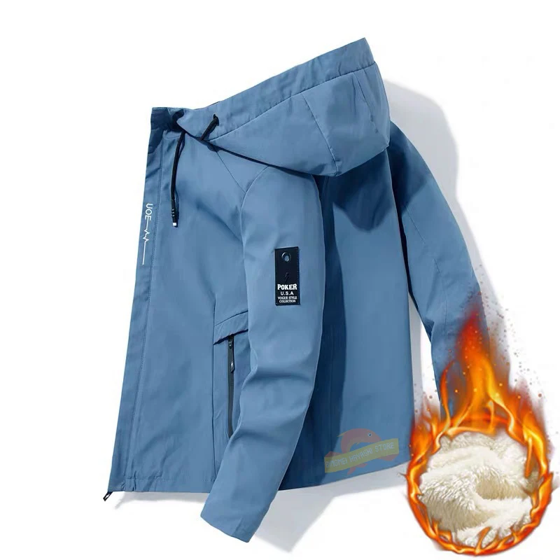 

New Men Fishing Jacket Outdoor Running Camping Hiking Jacket Waterproof Windbreaker Autumn Winter Fleece Fishing Clothes