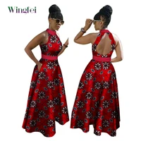 elegant african print dresses for women bazin riche ankara lady sleeveless party dress dashiki african women clothes wy2908