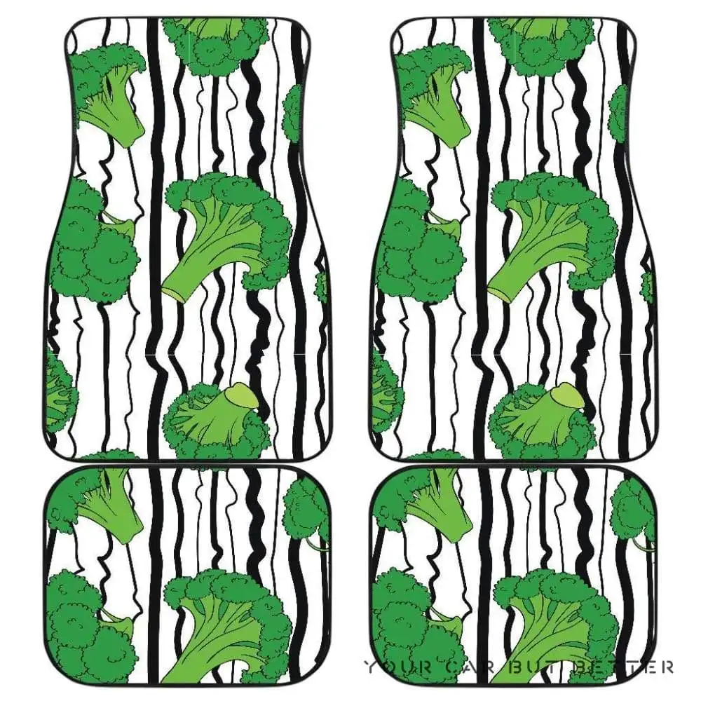 

Car Floor Mats Broccoli Art Pink Green Seamless Carpet Floor Mats for Cars, Auto Interior Decorative Accessory Anti Slip
