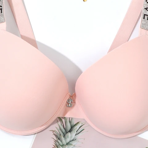 Beauwear Women Plain Bras with Letter Appliques Support Bra with Wire 80B-115D Large Size Bra without Push Up
