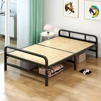 Folding single person double 1m1.2m household rental room economy small bed simple iron frame solid wood hard board bed