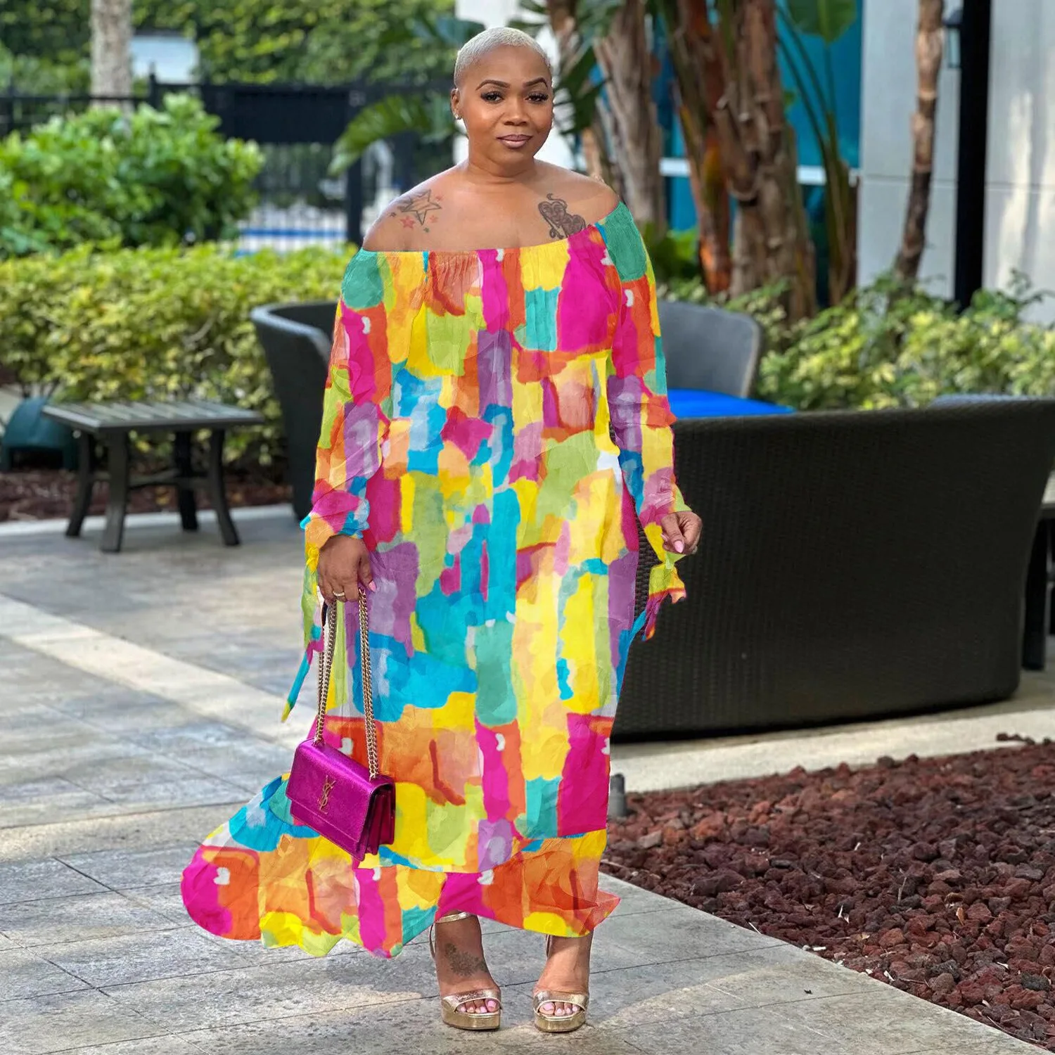 Plus Size Floral Women Dress Mesh Wide Loose Elegant Club Outfit Casual Luxury Long Gown 2023 Summer Leopard Evening Party Dress