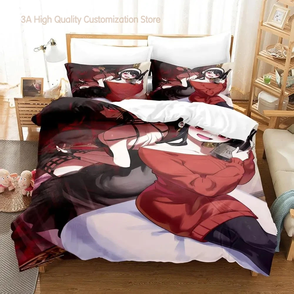 Фото Комплект постельного белья Spy Family Yor Forger Single Twin Full Queen King Size, комплект постельного белья для взрослых и мальчиков, комплекты пододеяльников для спальни, простыня в стиле аниме №1