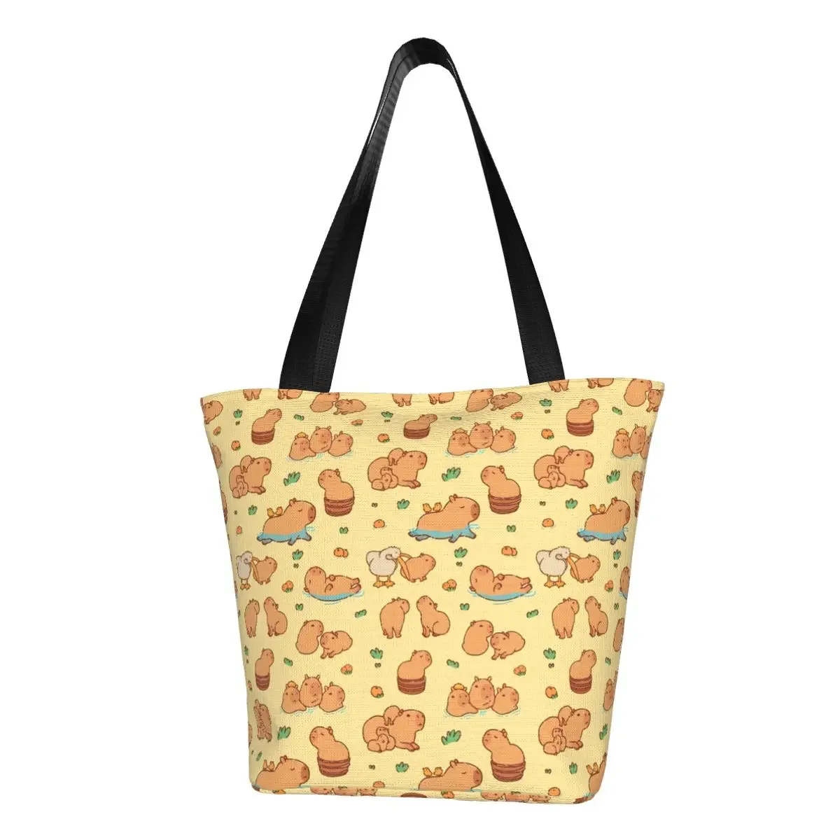 

Cute Capybaras Pattern Grocery Shopping Bag Fashion Printed Canvas Shopper Shoulder Tote Bags Large Capacity Durable Handbag