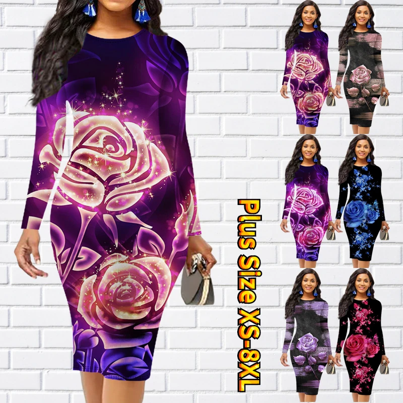 

Осенне-зимняя женская юбка с длинным рукавом в стиле ретро, новая дизайнерская юбка-футляр с принтом, Повседневная Уличная Юбка До Колена с круглым вырезом, юбка миди