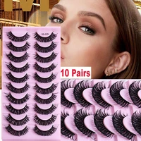 10 pairs new 3d artificial hair eyelash extensions dd curly false eyelashes russian style thick volume reusable beauty tools