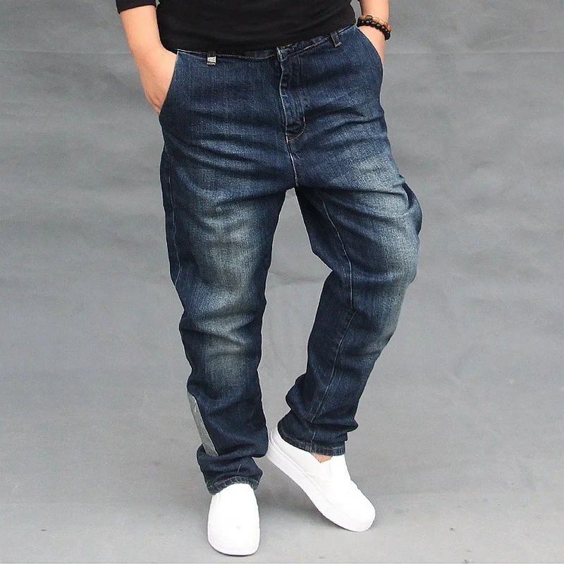 Four Seasons Harlan Jeans Mens Loose Plus Size Elastic Skateboard Pants Fashion Straight Solid Color Full Length Casual Trousers