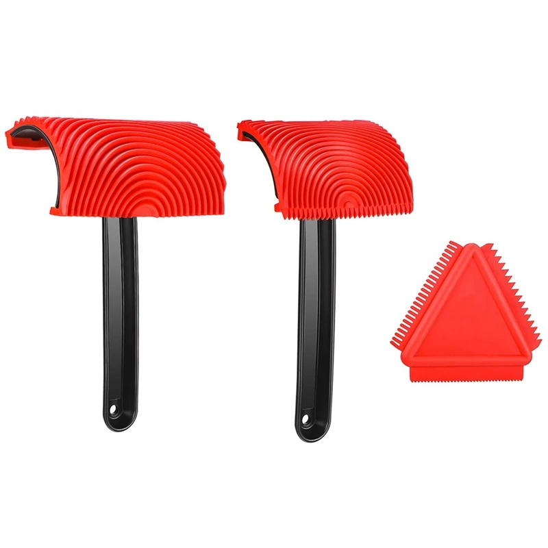 

3 PCS Wood Graining Painting Tool Rubber Wood Graining Painting Tool Wood Graining Set For Wall