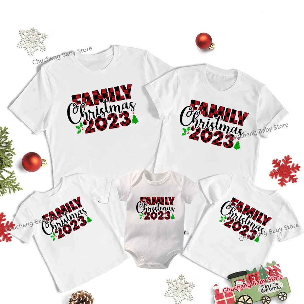 

Funny Family Christmas 2023 Print Family Matching Shirts Cotton Father Mother Kids Tshirts Tops Look Xmas Family Outfits Clothes